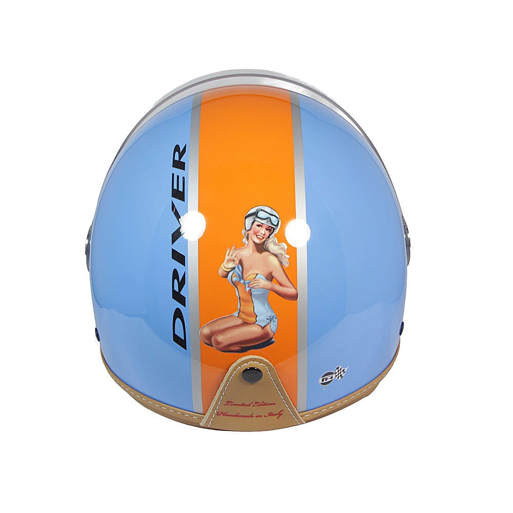 Casco Jet PinUp Driver Azzurro Arancio