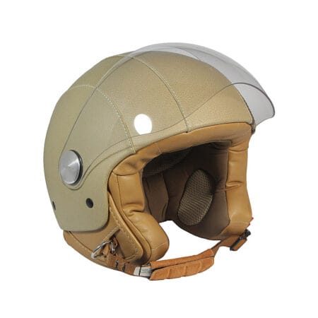 Casco Jet Ecopelle Beige e Marrone