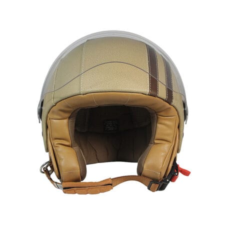 Casco Jet Ecopelle Beige e Marrone
