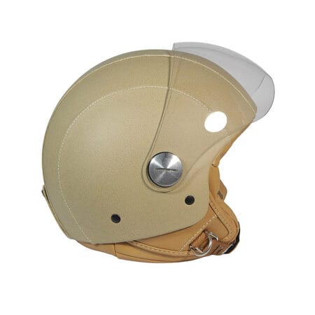 Casco Jet Ecopelle Beige e Marrone