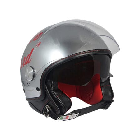 Casco Jet Little Bastard Cromo Spazzolato Doppia Visiera