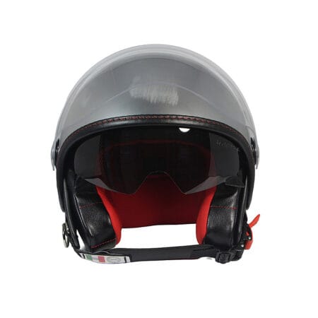 Casco Jet Little Bastard Cromo Spazzolato Doppia Visiera