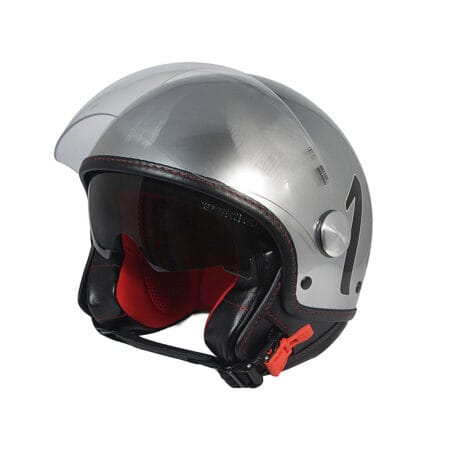 Casco Jet Little Bastard Cromo Spazzolato Doppia Visiera