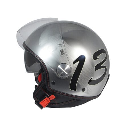 Casco Jet Little Bastard Cromo Spazzolato Doppia Visiera