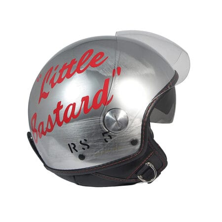 Casco Jet Little Bastard Cromo Spazzolato Doppia Visiera